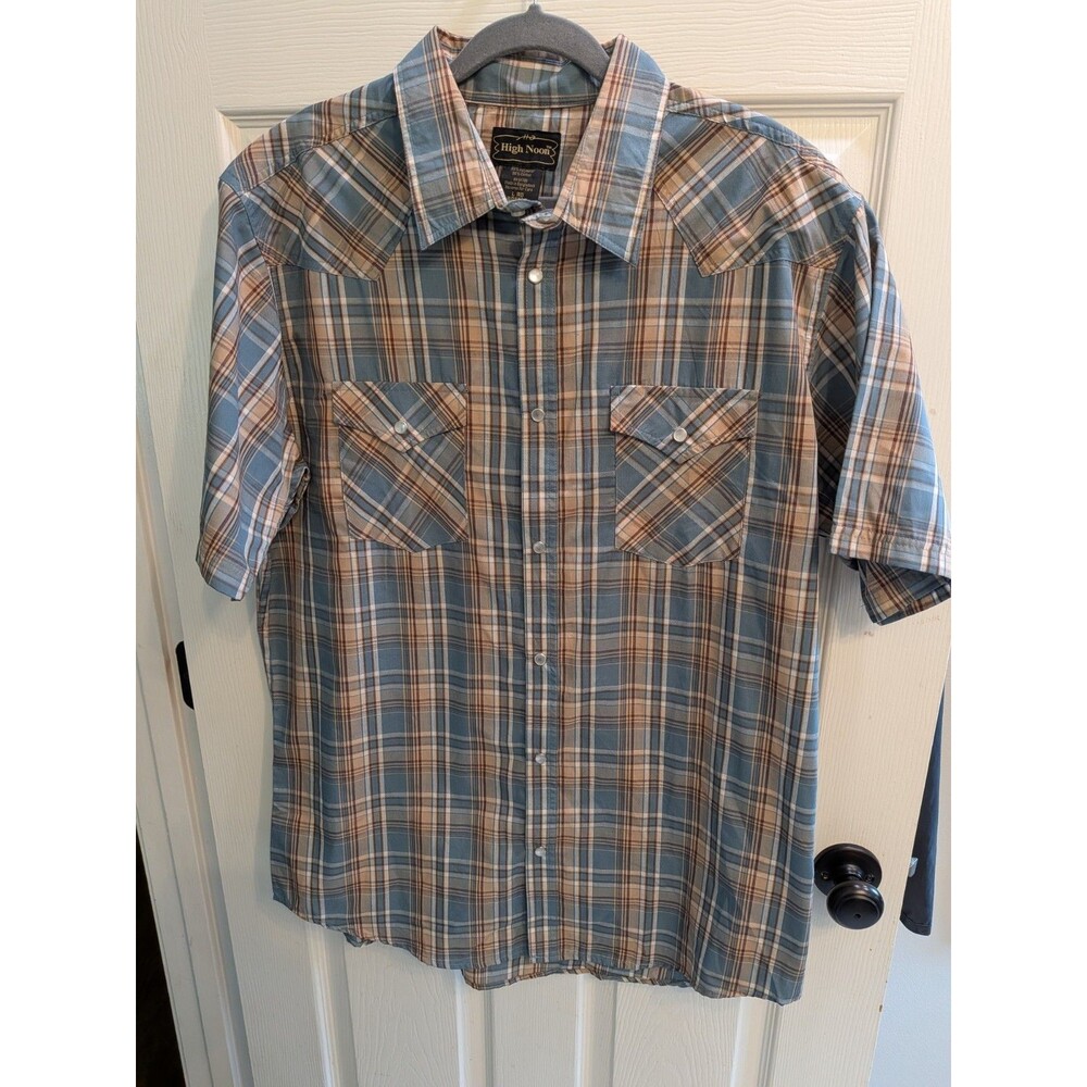 High Noon Plaid Western Short Sleeve Snap Men's Shirt